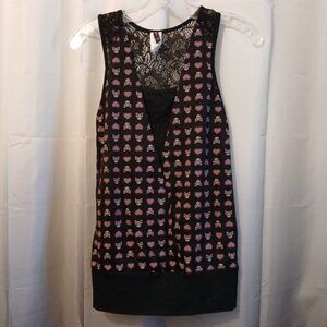 New LIQUID PARTY Halloween Skulls Hearts Gothic Punk Tunic T-shirt Tank Top Smal